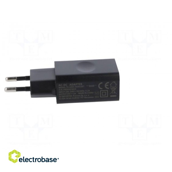 Power supply: switched-mode | 5VDC | 1A | Out: USB | 5W | Plug: EU | 73.7% paveikslėlis 7