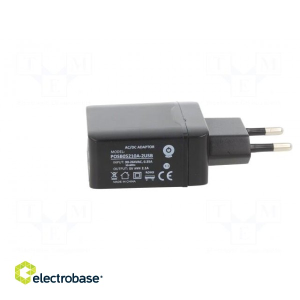 Power supply: switched-mode | mains,plug | 5VDC | 2A | 10W | Plug: EU фото 3