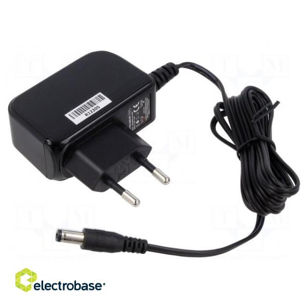 Power supply: switched-mode | 12VDC | 1.25A | Out: 5,5/2,1 | 15W | 83.3%