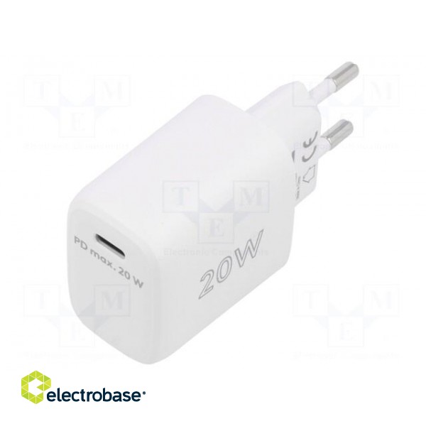 Power supply: switched-mode | mains,plug | 5VDC | 20W | Plug: EU | white