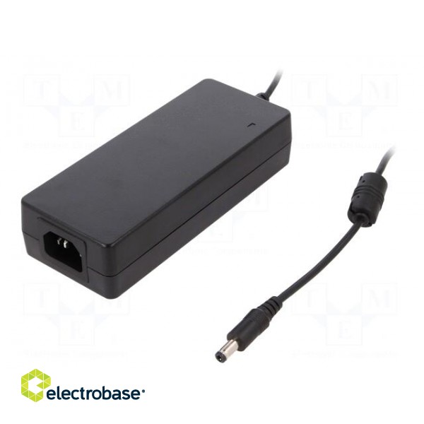 Power supply: switched-mode | 48VDC | 1.87A | Out: 5,5/2,5 | 90W | 91%