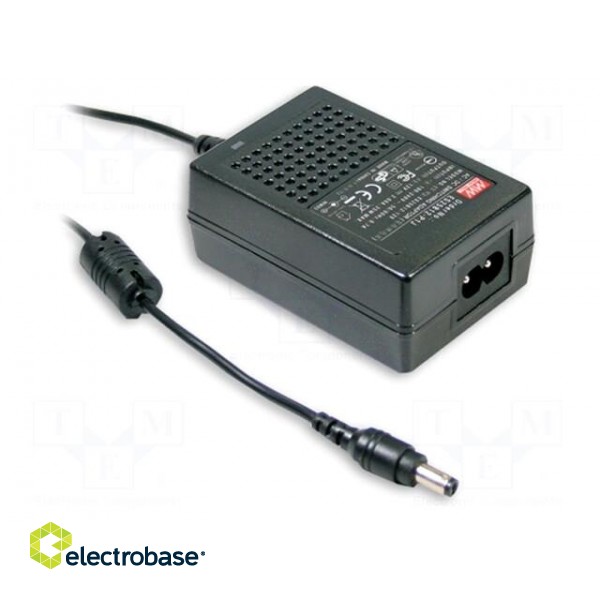 Power supply: switched-mode | 15VDC | 1.2A | Out: 5,5/2,1 | 18W | 85.5%