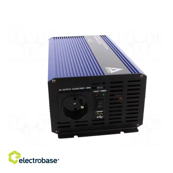 Converter: DC/AC | 1kW | Uout: 230VAC | 11÷15VDC | Out: AC sockets 230V фото 5