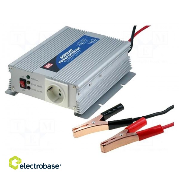 Converter: DC/AC | 600W | Uout: 230VAC | 10÷15VDC | 210x173x65mm | 82%