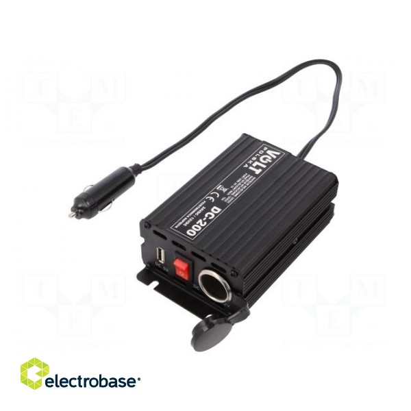 Converter: automotive dc/dc | 15A | Out: USB,car lighter socket x1