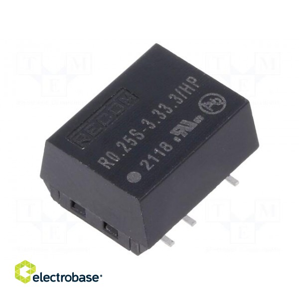 Converter: DC/DC | 0.25W | Uin: 2.97÷3.63V | Uout: 3.3VDC | Iout: 76mA фото 1