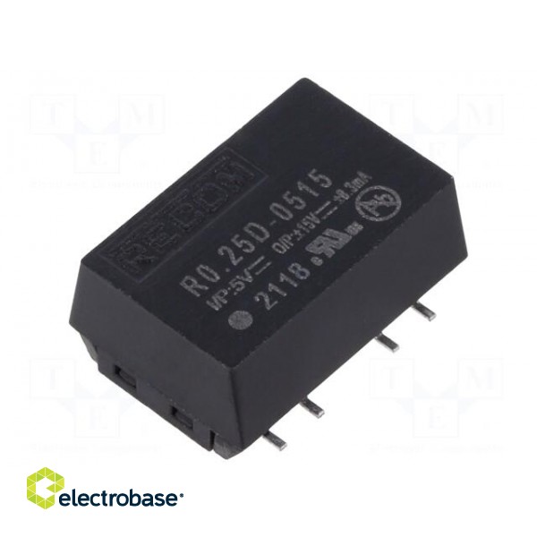 Converter: DC/DC | 0.25W | Uin: 4.5÷5.5V | Uout: 15VDC | Uout2: -15VDC image 1