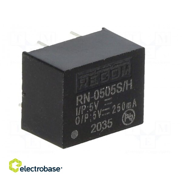 Converter: DC/DC | 1.25W | Uin: 4.5÷5.5V | Uout: 5VDC | Iout: 250mA | DIP8 image 2