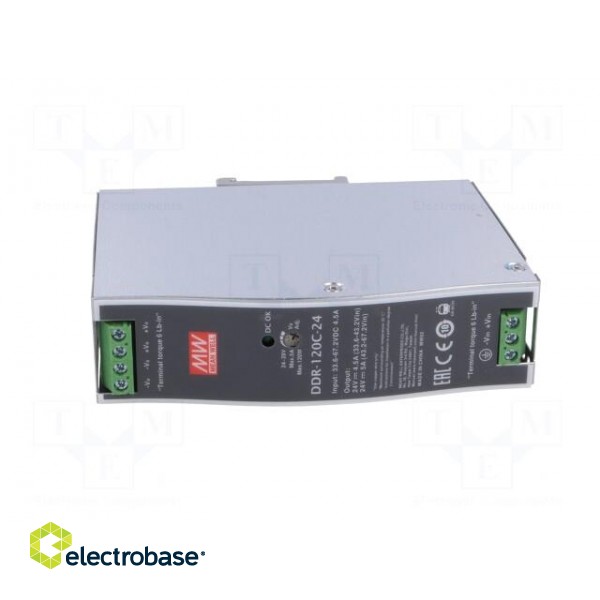 Power supply: DC/DC | 120W | 48VDC | 2.5A | 33.6÷67.2VDC | Mounting: DIN image 9