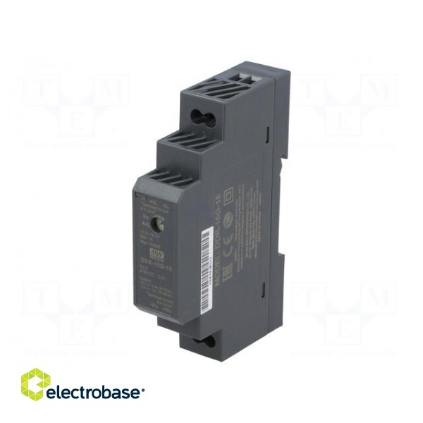 Power supply: DC/DC | 15W | 15VDC | 1A | 9÷36VDC | Mounting: DIN | 68g image 1