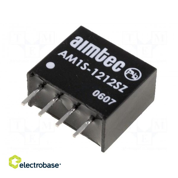 Converter: DC/DC | 1W | Uin: 10.8÷13.2V | Uout: 12VDC | Iout: 83mA | SIP4