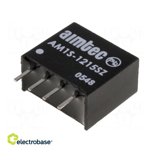 Converter: DC/DC | 1W | Uin: 10.8÷13.2V | 15VDC | Iout: 67mA | SIP4 | 1.8g