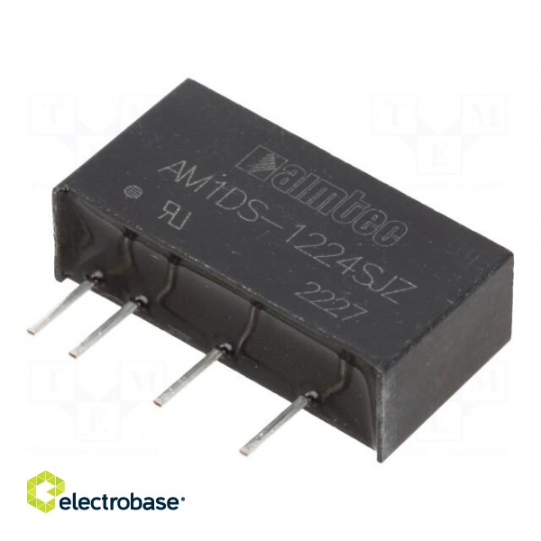Converter: DC/DC | 1W | Uin: 10.8÷13.2V | Uout: 24VDC | Iout: 42mA | SIP7