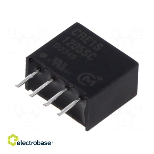 Converter: DC/DC | 1W | Uin: 10.8÷13.2V | Uout: 5VDC | Iout: 200mA | SIP