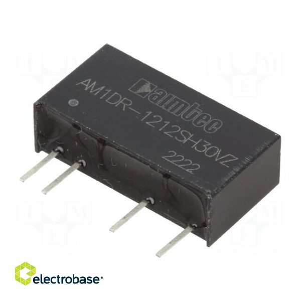 Converter: DC/DC | 1W | Uin: 11.4÷12.6V | Uout: 12VDC | Iout: 83mA | SIP7