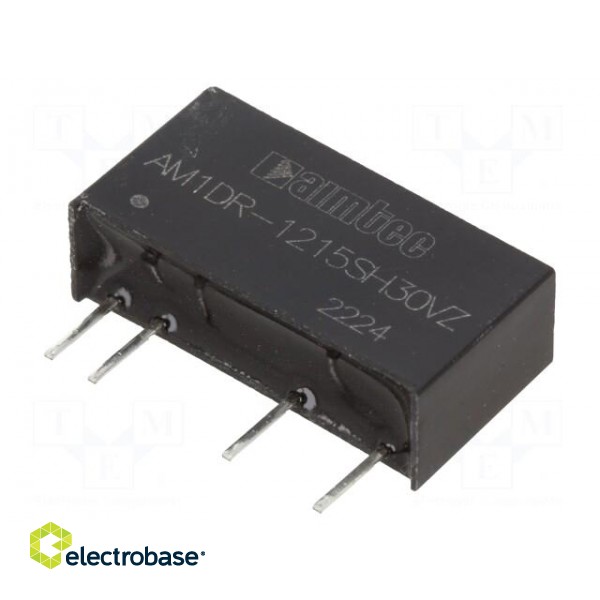 Converter: DC/DC | 1W | Uin: 11.4÷12.6V | Uout: 15VDC | Iout: 67mA | SIP7