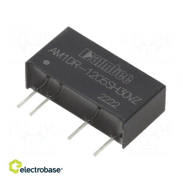 Converter: DC/DC | 1W | Uin: 11.4÷12.6V | Uout: 5VDC | Iout: 200mA | SIP7