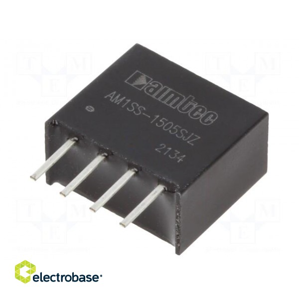Converter: DC/DC | 1W | Uin: 13.5÷16.5V | Uout: 5VDC | Iout: 200mA | SIP4