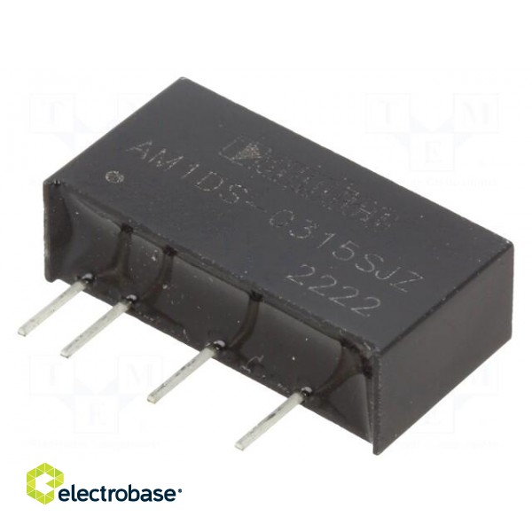 Converter: DC/DC | 1W | Uin: 2.97÷3.63V | Uout: 15VDC | Iout: 67mA | SIP7