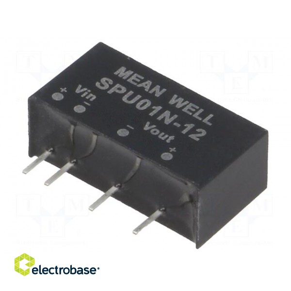 Converter: DC/DC | 1W | Uin: 21.6÷26.4V | Uout: 12VDC | Iout: 0÷84mA