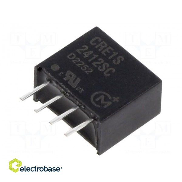 Converter: DC/DC | 1W | Uin: 21.6÷26.4V | Uout: 12VDC | Iout: 83mA | SIP