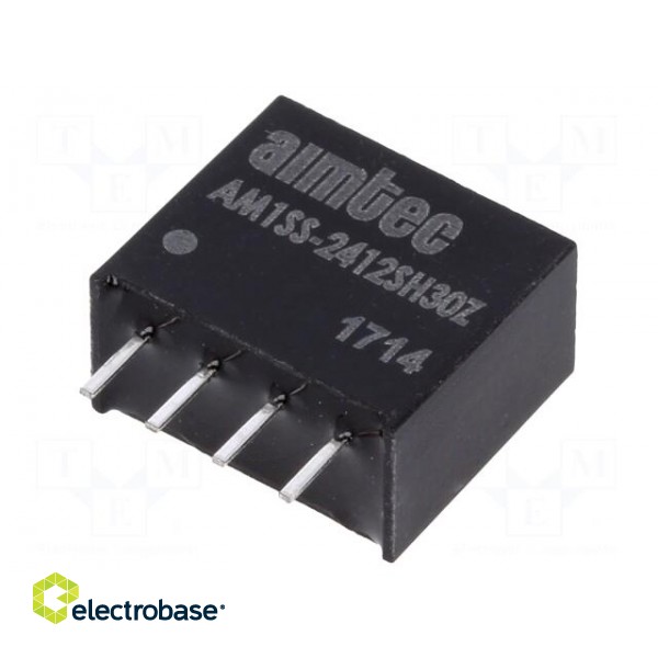 Converter: DC/DC | 1W | Uin: 21.6÷26.4V | Uout: 12VDC | Iout: 83mA | SIP4