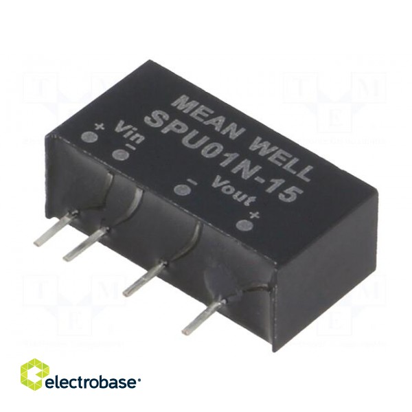 Converter: DC/DC | 1W | Uin: 21.6÷26.4V | Uout: 15VDC | Iout: 0÷67mA