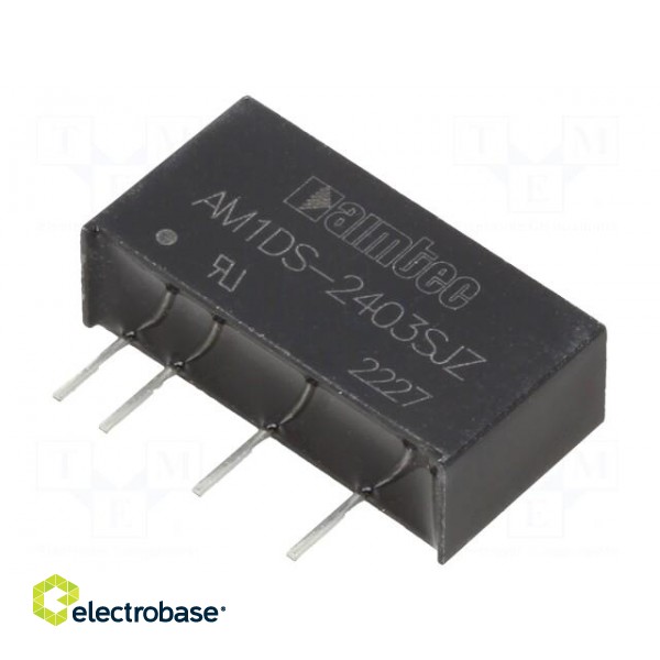 Converter: DC/DC | 1W | Uin: 21.6÷26.4V | Uout: 3.3VDC | Iout: 303mA