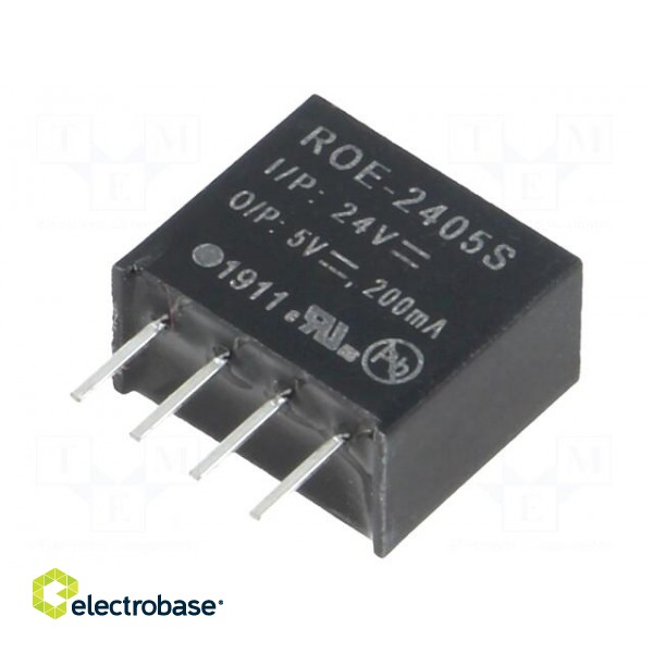 Converter: DC/DC | 1W | Uin: 21.6÷26.4V | Uout: 5VDC | Iout: 200mA | SIP4