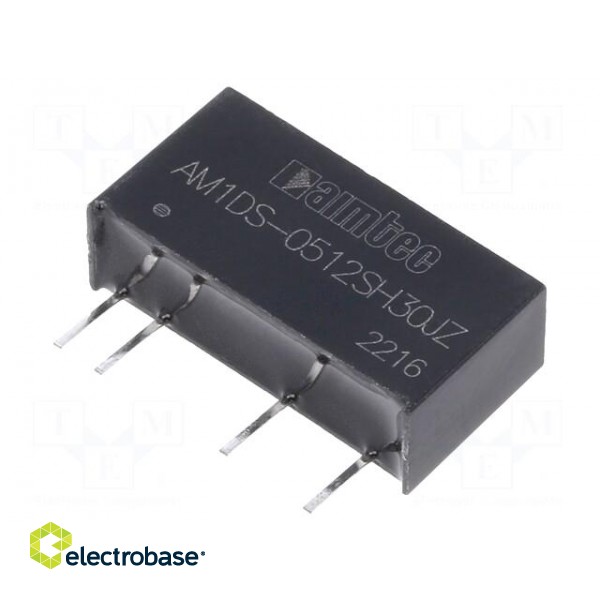 Converter: DC/DC | 1W | Uin: 4.5÷5.5V | Uout: 12VDC | Iout: 83mA | SIP7