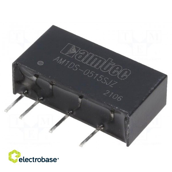 Converter: DC/DC | 1W | Uin: 4.5÷5.5V | Uout: 15VDC | Iout: 67mA | SIP7