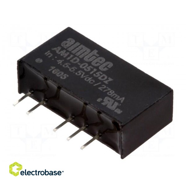 Converter: DC/DC | 1W | Uin: 4.5÷5.5V | Uout: 15VDC | Uout2: -15VDC | SIP7