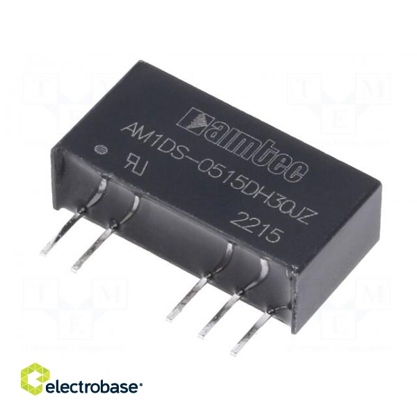 Converter: DC/DC | 1W | Uin: 4.5÷5.5V | Uout: 15VDC | Uout2: -15VDC | SIP7