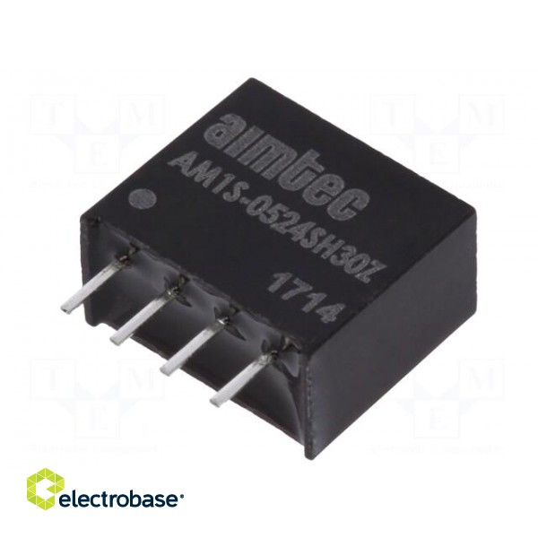 Converter: DC/DC | 1W | Uin: 4.5÷5.5V | Uout: 24VDC | Iout: 50mA | SIP4