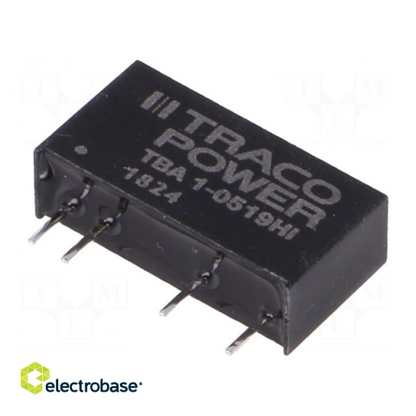Converter: DC/DC | 1W | Uin: 4.5÷5.5V | Uout: 9VDC | Iout: 111mA | SIP7
