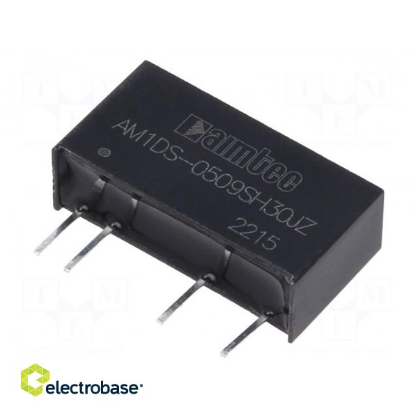Converter: DC/DC | 1W | Uin: 4.5÷5.5V | Uout: 9VDC | Iout: 112mA | SIP7