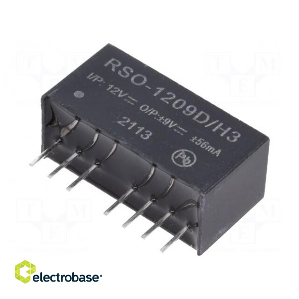 Converter: DC/DC | 1W | Uin: 9÷18V | Uout: 9VDC | Uout2: -9VDC | Iout: 56mA