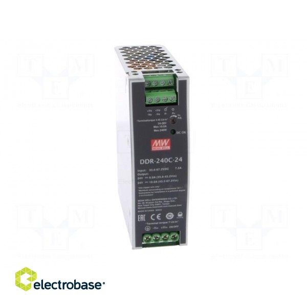 Power supply: DC/DC | 240W | 24VDC | 10A | 33.6÷67.2VDC | Mounting: DIN image 9
