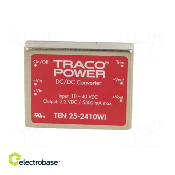 Converter: DC/DC | 25W | Uin: 10÷40V | Uout: 3.3VDC | Iout: 5500mA | OUT: 1 image 3