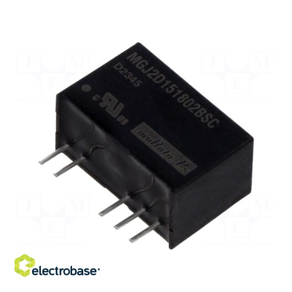 Converter: DC/DC | 2W | Uin: 15V | Uout: 18VDC | Uout2: -2.5VDC | SIP | THT