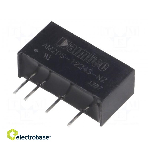 Converter: DC/DC | 2W | Uin: 10.8÷13.2V | 24VDC | Iout: 83mA | SIP7 | 2.4g