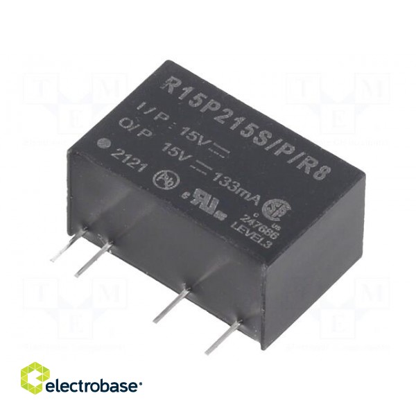 Converter: DC/DC | 2W | Uin: 13.5÷16.5V | Uout: 15VDC | Iout: 133mA | SIP7