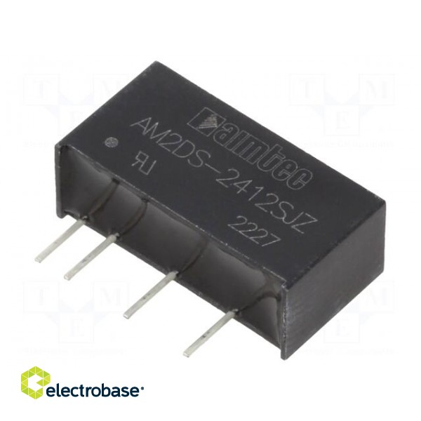 Converter: DC/DC | 2W | Uin: 21.6÷26.4V | Uout: 12VDC | Iout: 167mA | SIP7