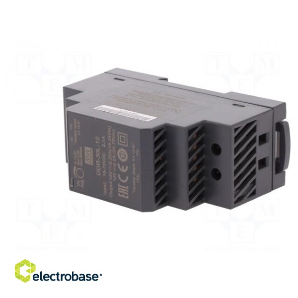Power supply: DC/DC | 30W | 12VDC | 2.5A | 18÷75VDC | Mounting: DIN | 120g image 2