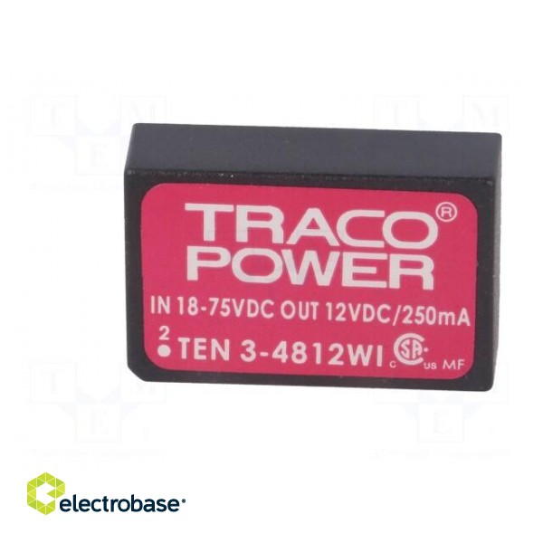 Converter: DC/DC | 3W | Uin: 18÷75V | 12VDC | Iout: 250mA | DIP24 | 12g image 3