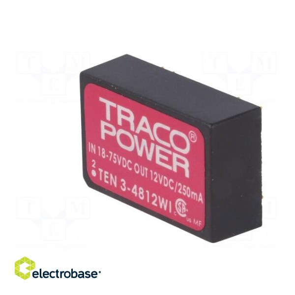 Converter: DC/DC | 3W | Uin: 18÷75V | 12VDC | Iout: 250mA | DIP24 | 12g image 4