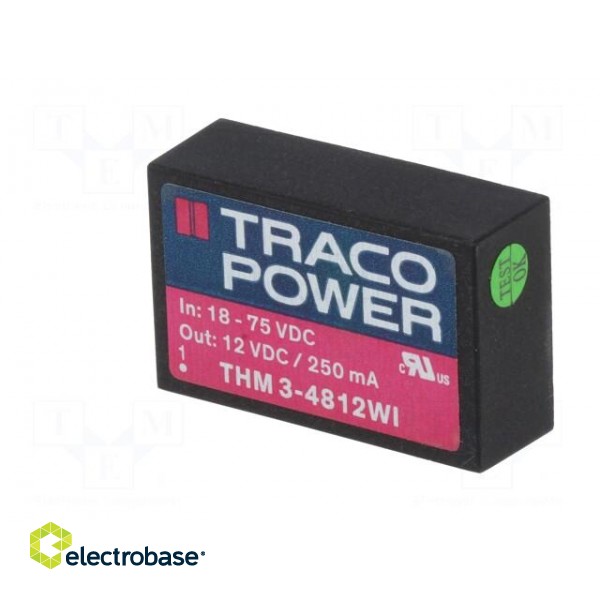 Converter: DC/DC | 3W | Uin: 18÷75V | 12VDC | Iout: 250mA | DIP24 | 14g image 4