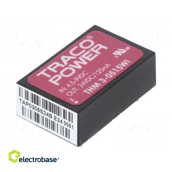 Converter: DC/DC | 3W | Uin: 4.5÷9V | 24VDC | Iout: 125mA | DIP24 | 14g image 1