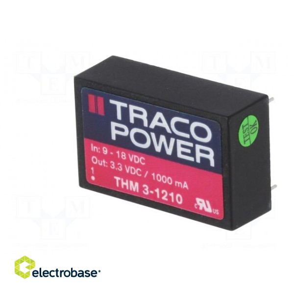 Converter: DC/DC | 3W | Uin: 9÷18V | 3.3VDC | Iout: 1000mA | DIP24 | 14g image 4