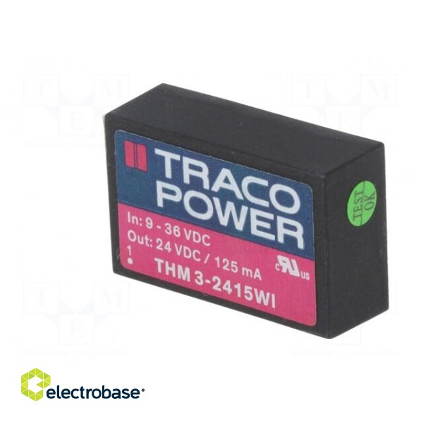 Converter: DC/DC | 3W | Uin: 9÷36V | 24VDC | Iout: 125mA | DIP24 | 14g image 4